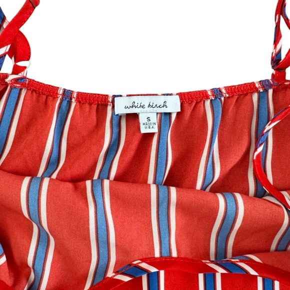 Vintage spaghetti strap top Striped Red white Blue Women's Top made in USA S 872 - Picture 7 of 10